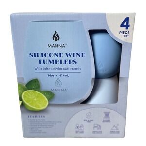Unbreakable Silicone Stemless Wine Glassware Shade of Blue Manna 4 Count